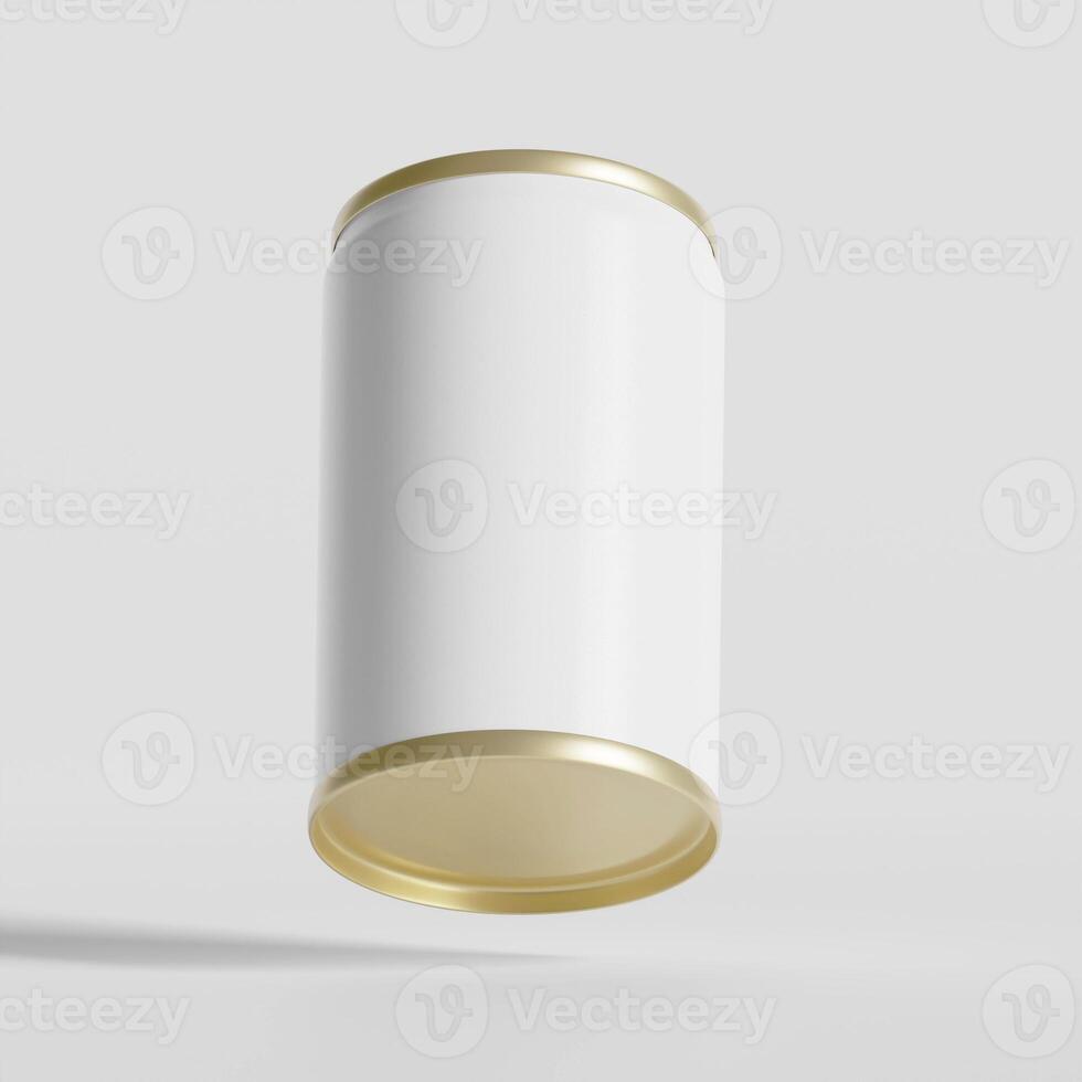 Packaging Fisher Sardines, aluminium cap texture, 3D rendering white background photo