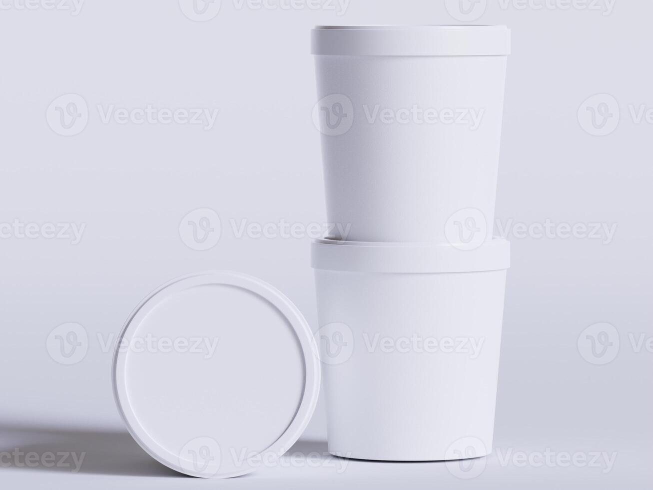 Round paper food packaging box, paper food container, 3d rendering, 3d illustration photo
