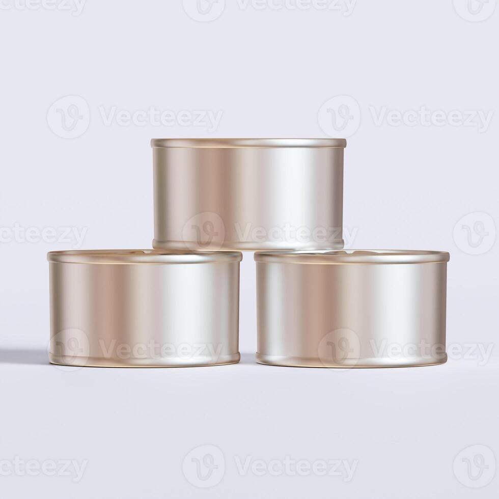 White blank tin can gold metal Tin Can with key, canned Food. Isolated with clipping path.  for mockup collection photo