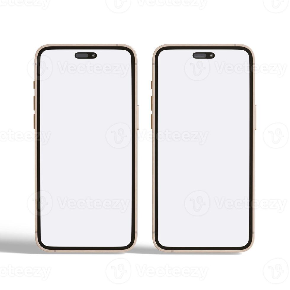 High quality realistic frame smartphone with blank white screen. Mockup phone for visual ui app demonstration. photo