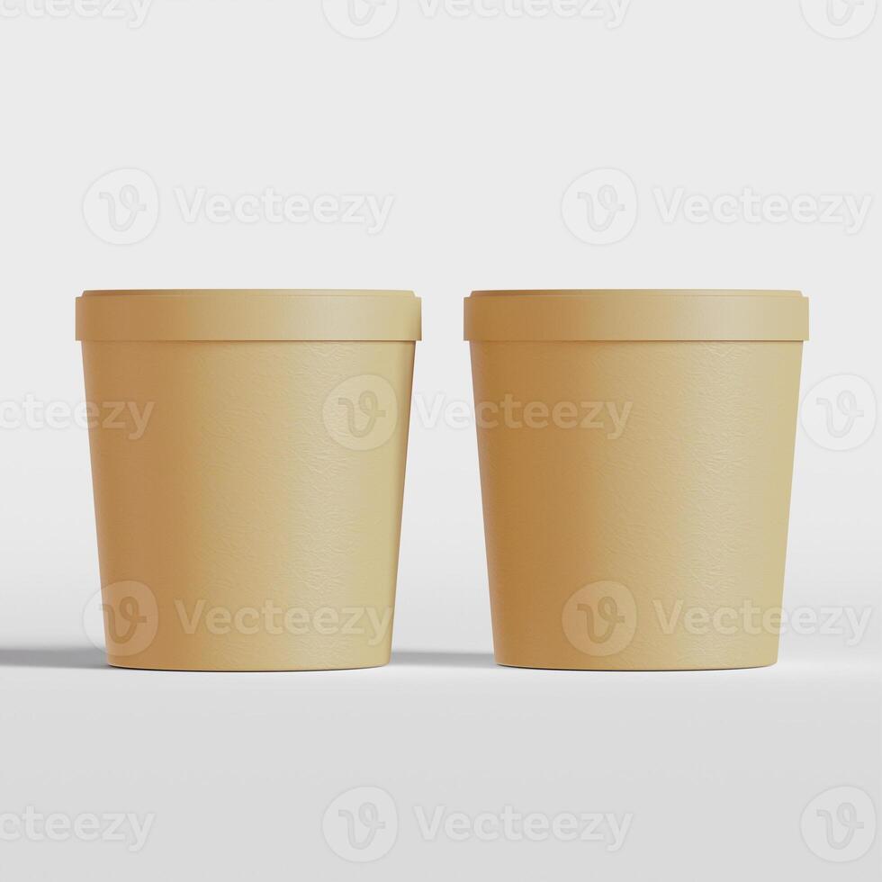 Round paper food packaging box, paper food container, 3d rendering, 3d illustration photo