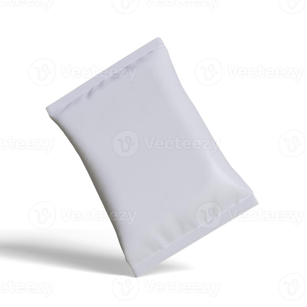 Pouch packaging white color, realistic 3D illustration photo