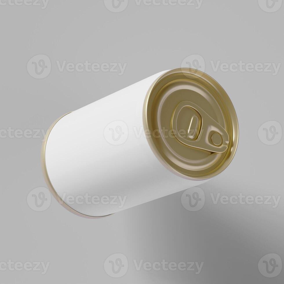 Packaging Fisher Sardines, aluminium cap texture, 3D rendering white background photo