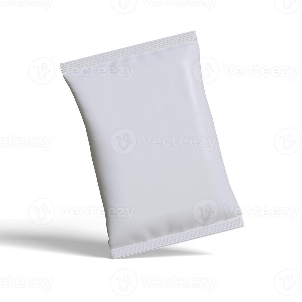 Pouch packaging white color, realistic 3D illustration photo