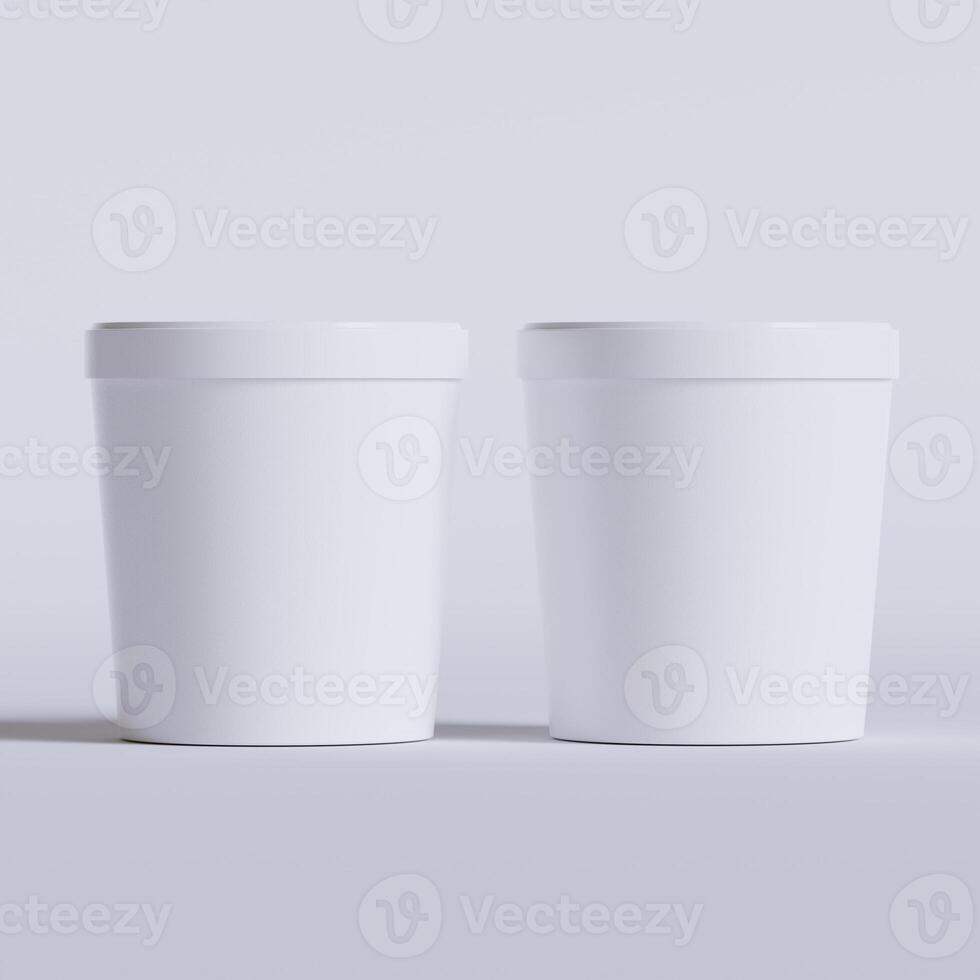 Round paper food packaging box, paper food container, 3d rendering, 3d illustration photo