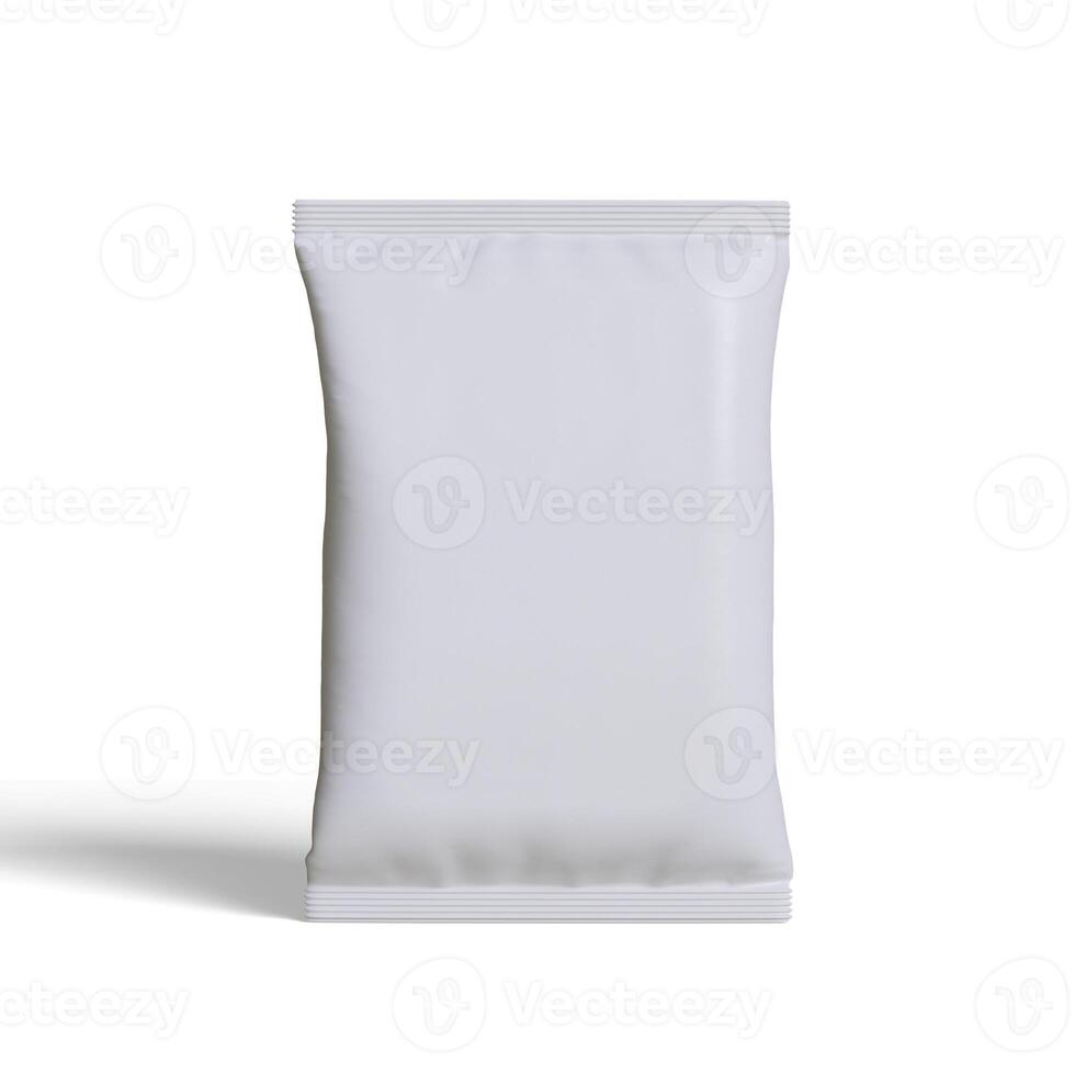 Pouch packaging white color, realistic 3D illustration photo