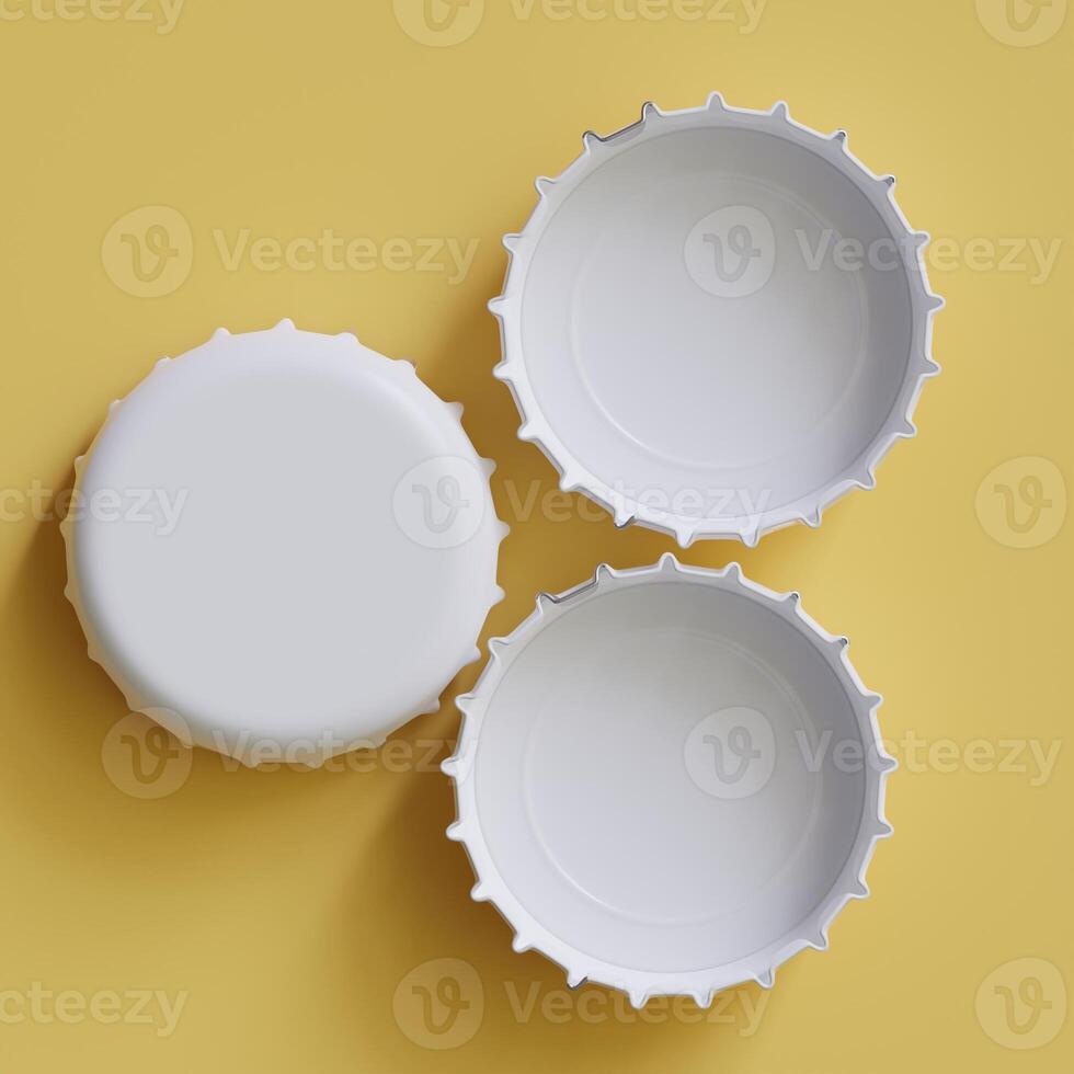 Close up of a bottle cap on white background 3D render photo