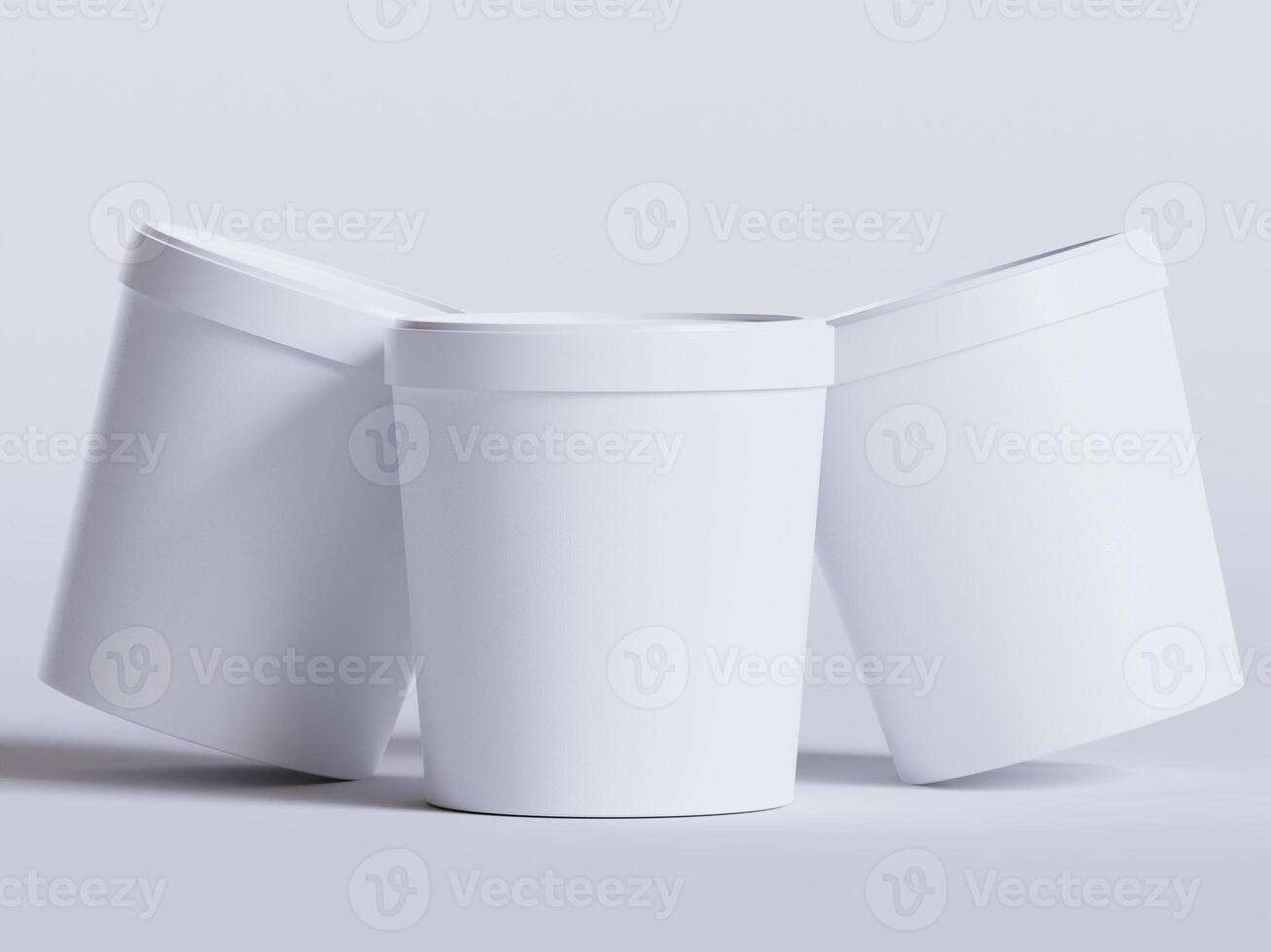 Round paper food packaging box, paper food container, 3d rendering, 3d illustration photo