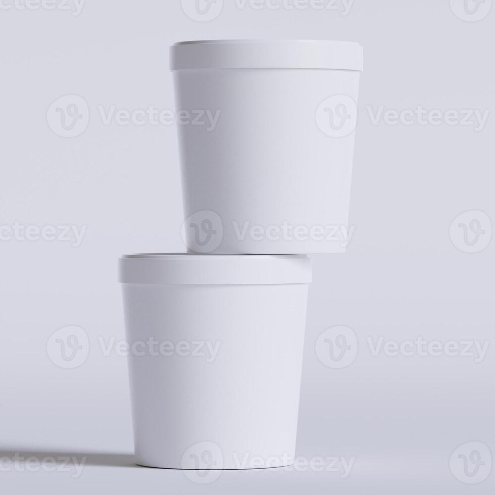 Round paper food packaging box, paper food container, 3d rendering, 3d illustration photo