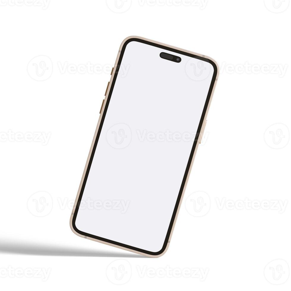 High quality realistic frame smartphone with blank white screen. Mockup phone for visual ui app demonstration. photo