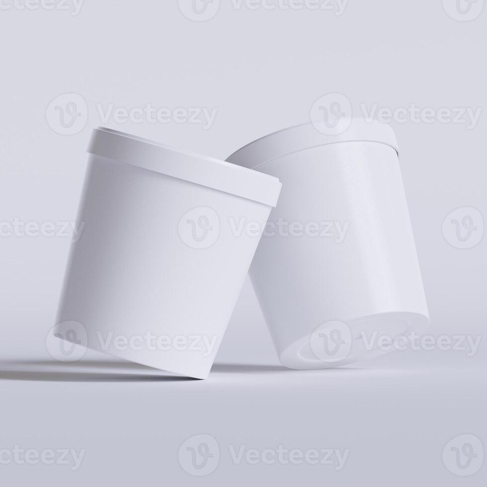 Round paper food packaging box, paper food container, 3d rendering, 3d illustration photo