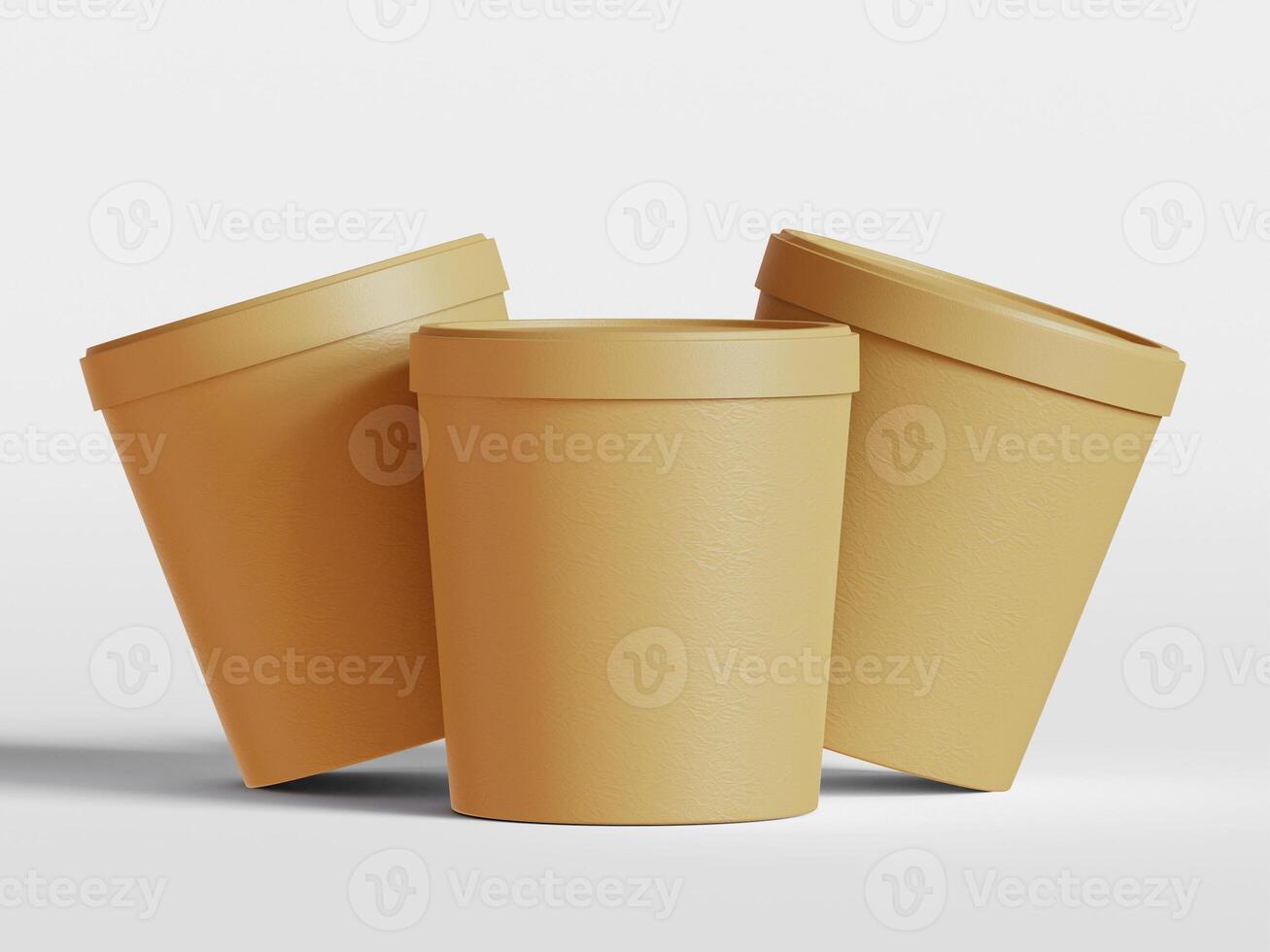 Round paper food packaging box, paper food container, 3d rendering, 3d illustration photo