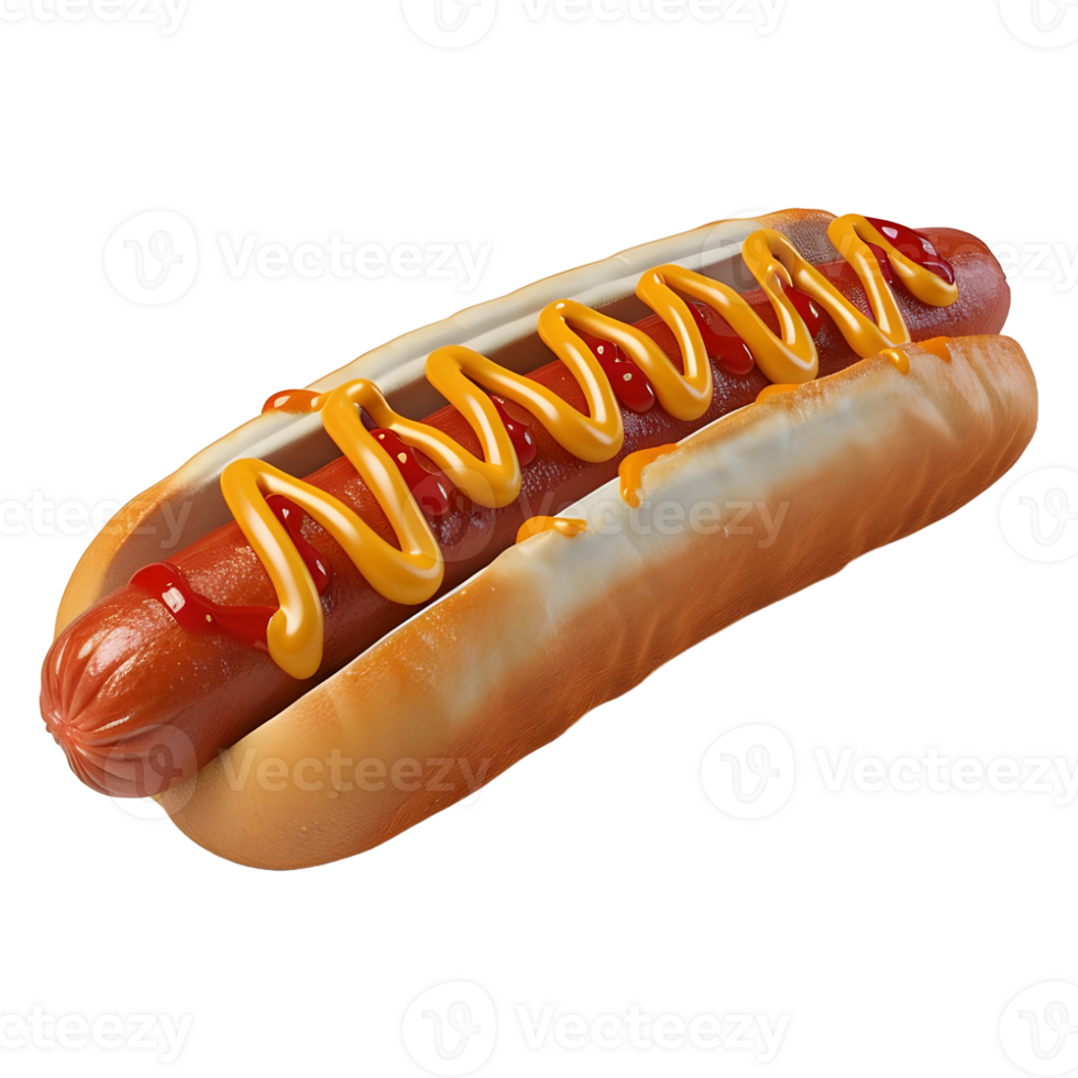 ai généré 3d le rendu de une savoureux Hot-dog sur transparent Contexte - ai généré png