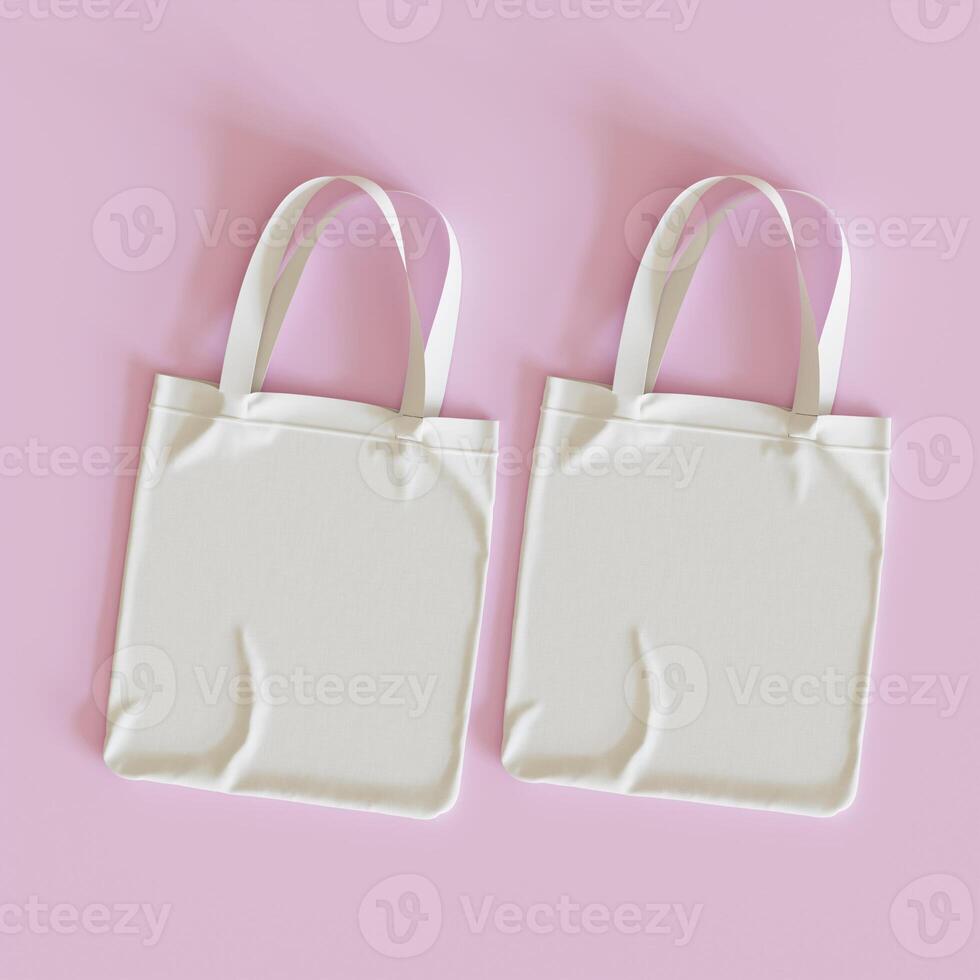 Textile tote bag for shopping mockup. 3D illustration photo