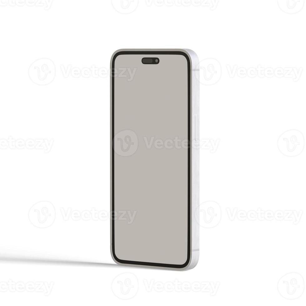 High quality realistic frame smartphone with blank white screen. Mockup phone for visual ui app demonstration. photo