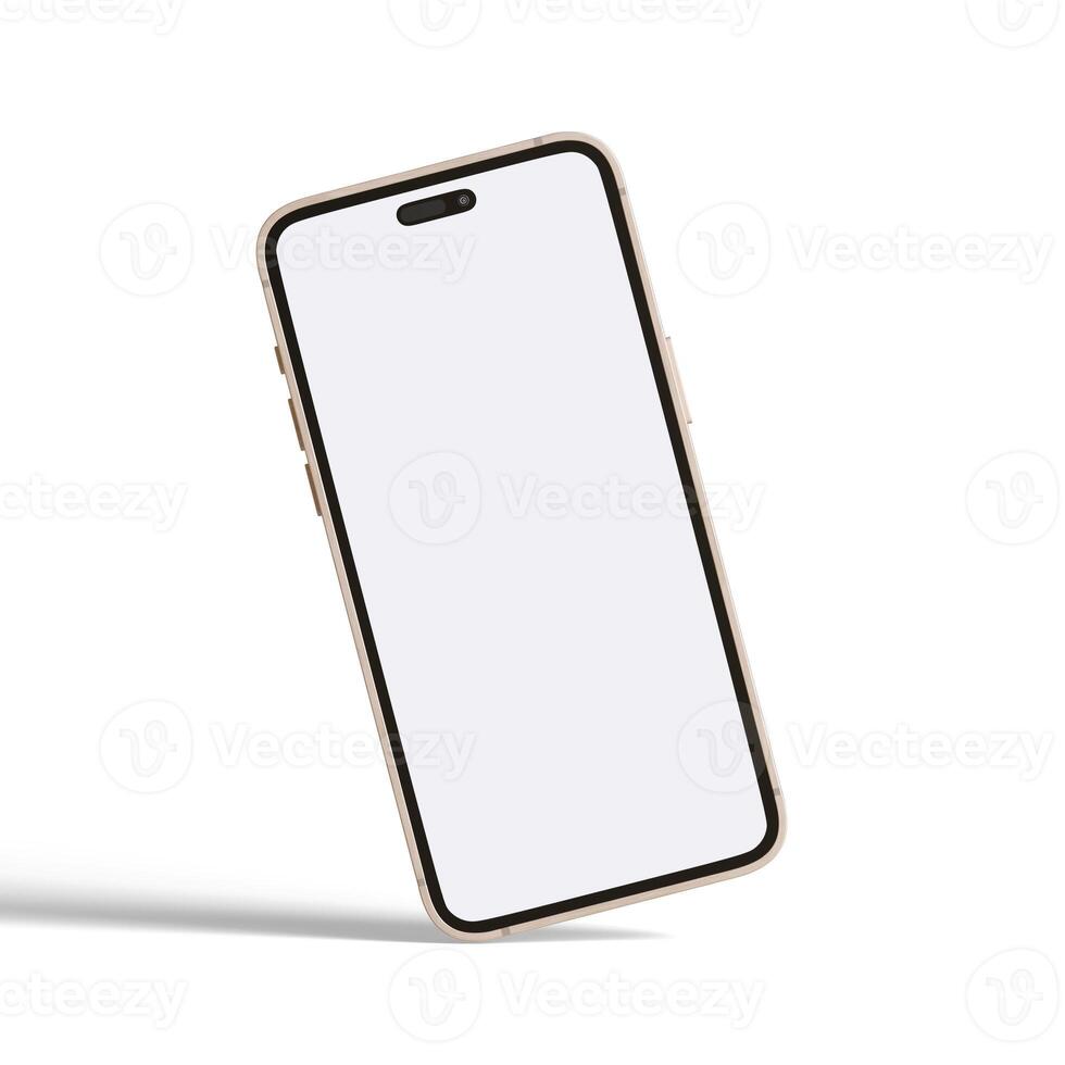 High quality realistic frame smartphone with blank white screen. Mockup phone for visual ui app demonstration. photo