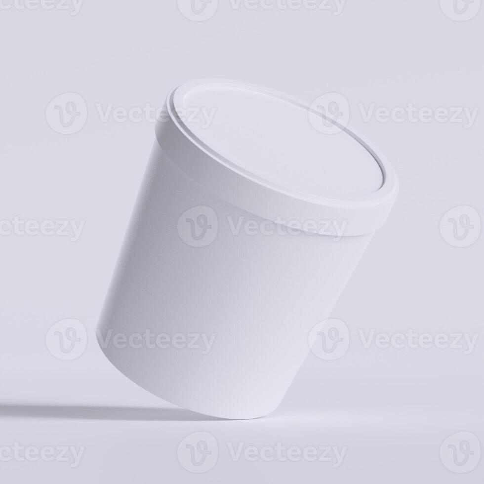 Round paper food packaging box, paper food container, 3d rendering, 3d illustration photo