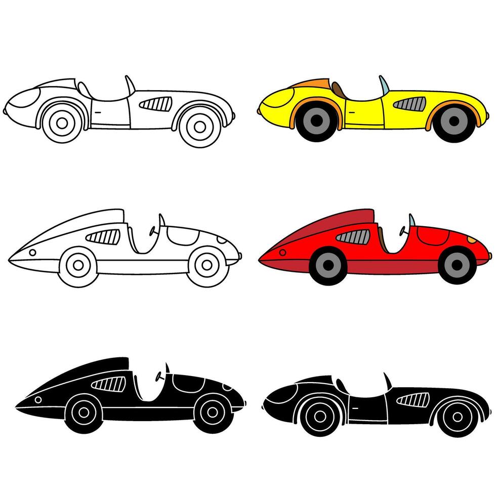 carreras coche icono vector colocar. bólido ilustración firmar recopilación. carrera símbolo o logo.