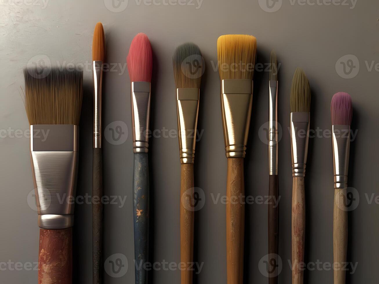 AI generated a group of brushes that are lined up on a table photo