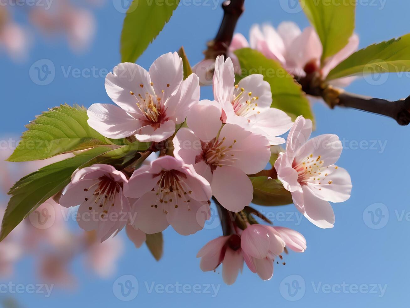 AI generated cherry blossoms on a tree in the spring photo