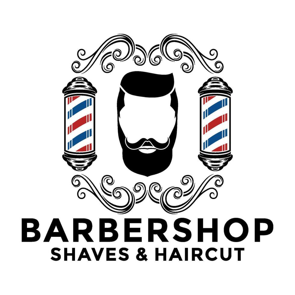 Barbershop vintage Logo template on isolated white background vector