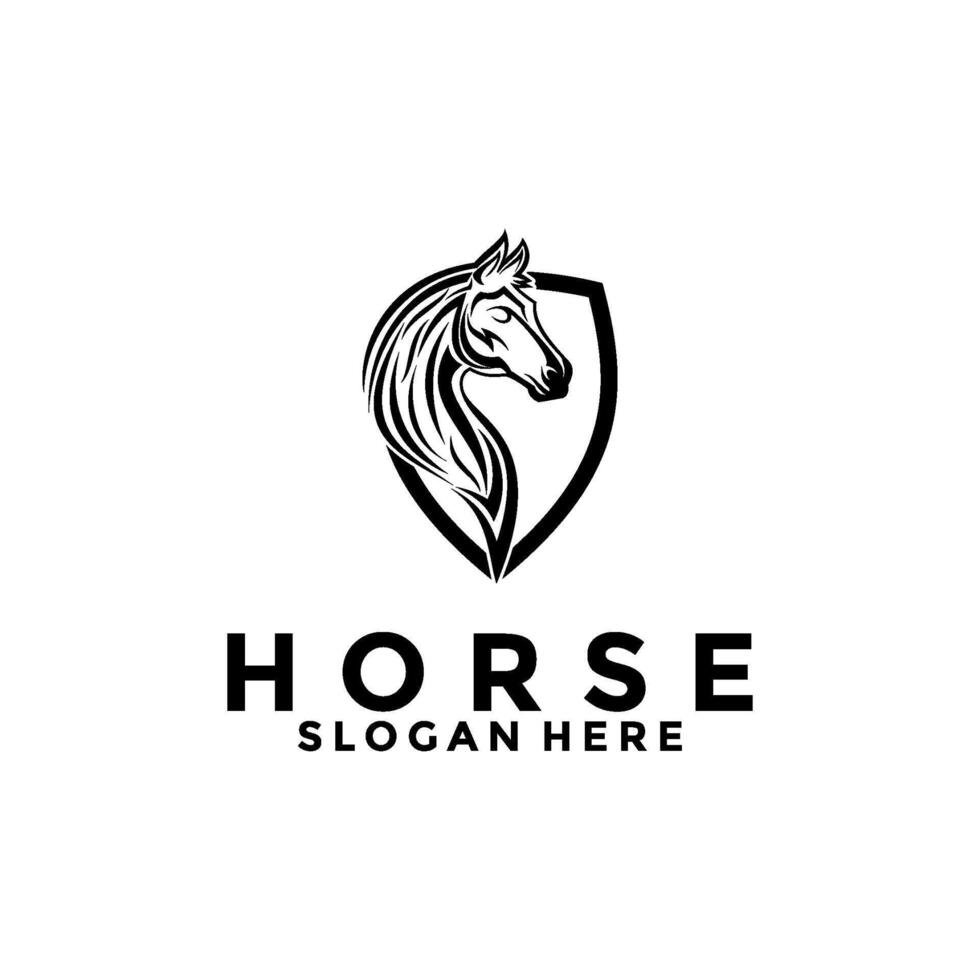 Horse Simple Elegant Logo Vector, Horse Shield Head logo design template vector