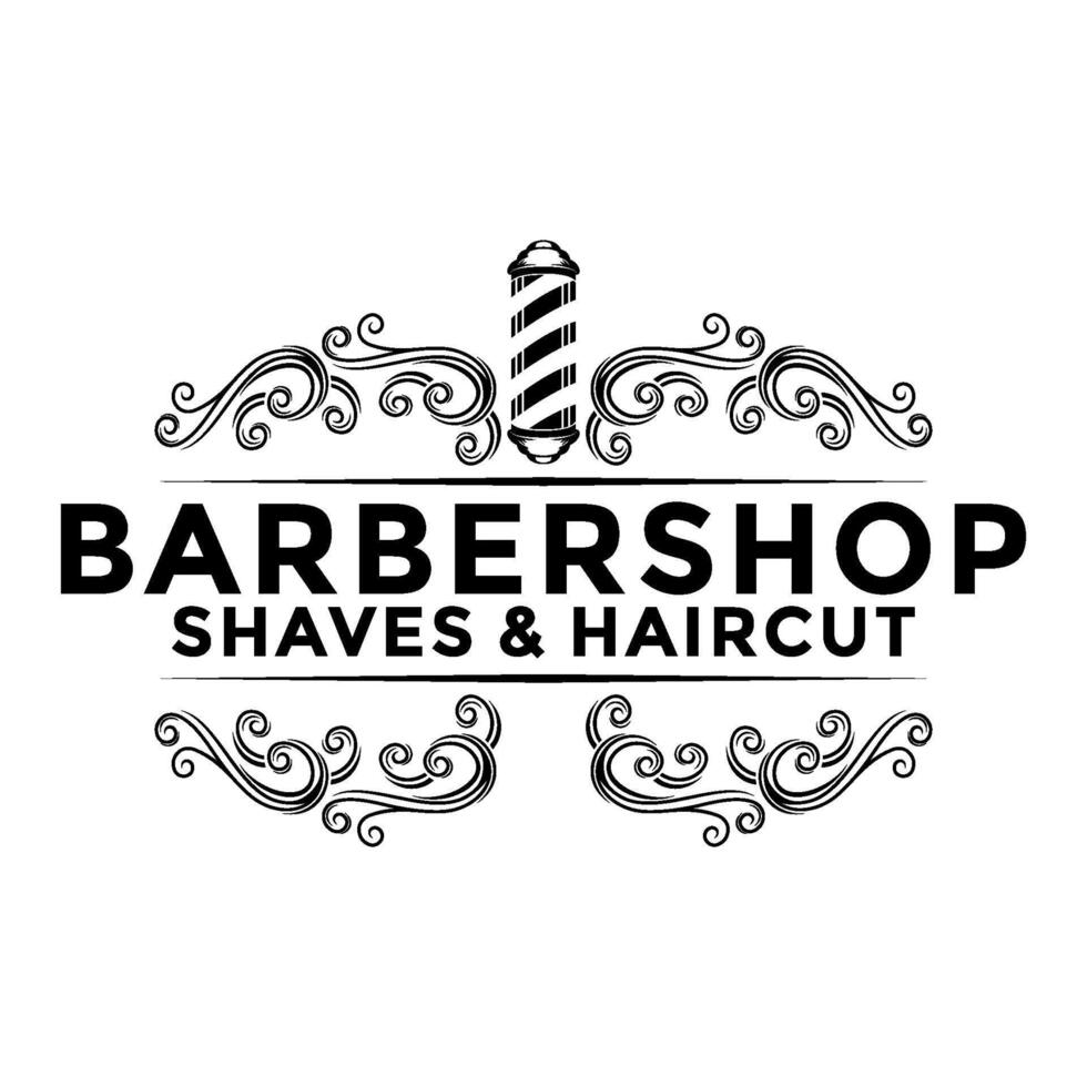 Barbershop vintage Logo template on isolated white background vector