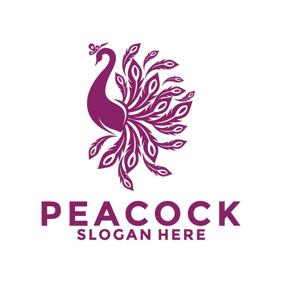 Luxurious Peacock bird logo icon, Abstract Peacock logo vector design template