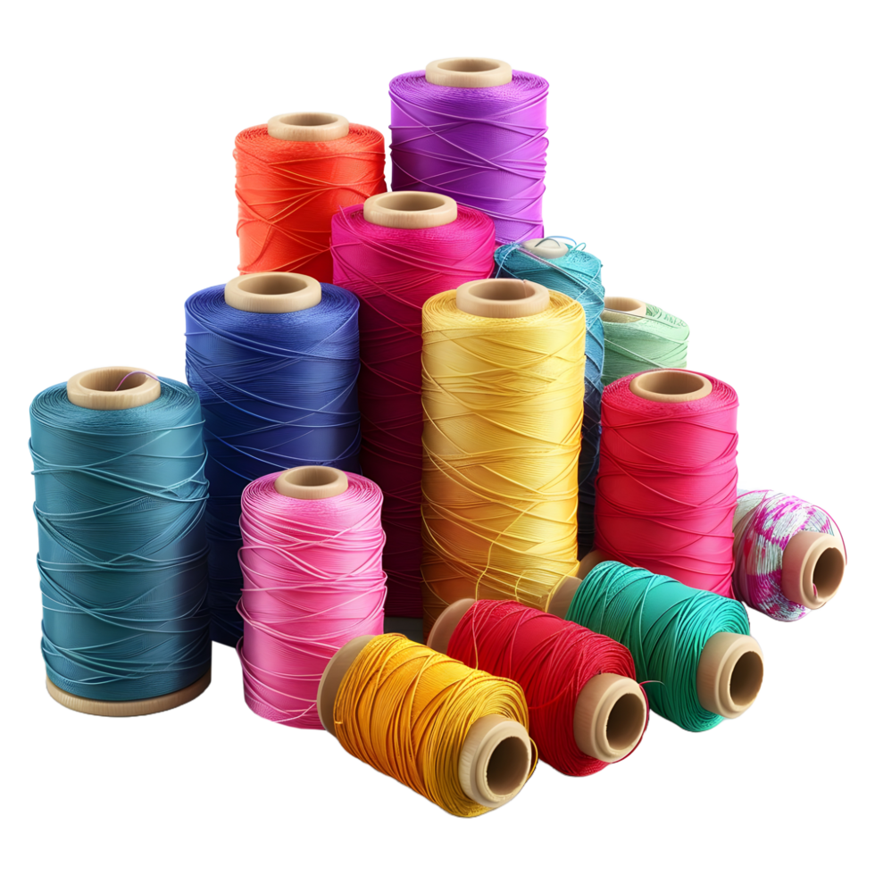 AI generated 3D Rendering of a Sewing Threads on Transparent Background - Ai Generated png