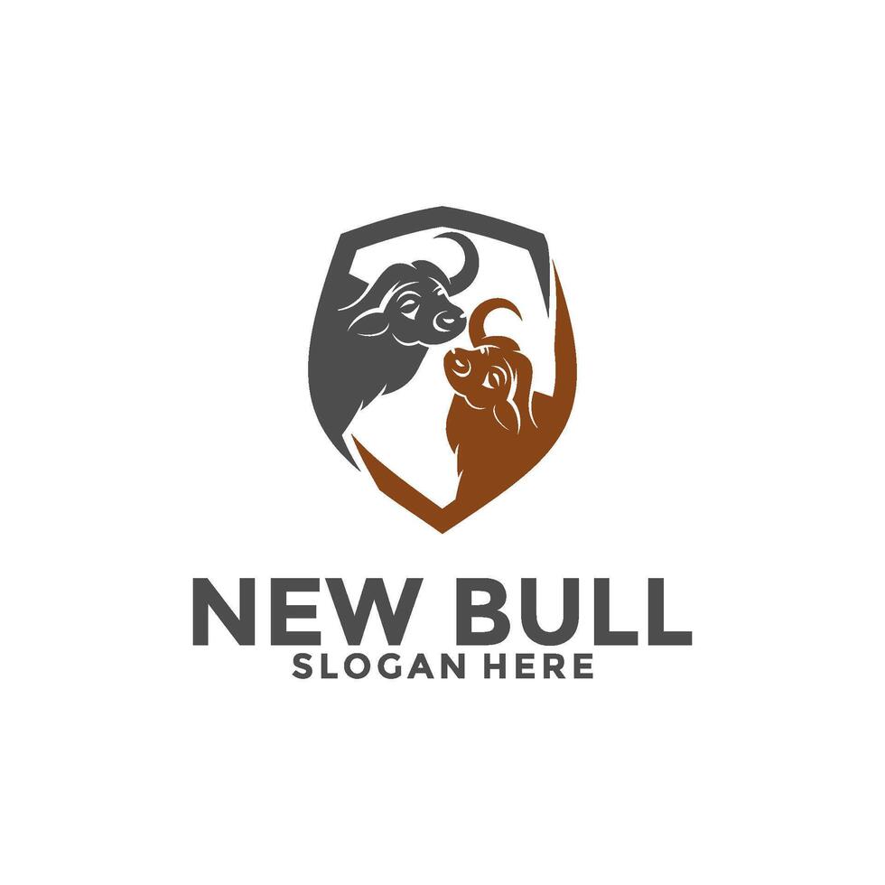 Creative Shield Bull Buffalo Horn Head Vector Logo , Bull Logo design template