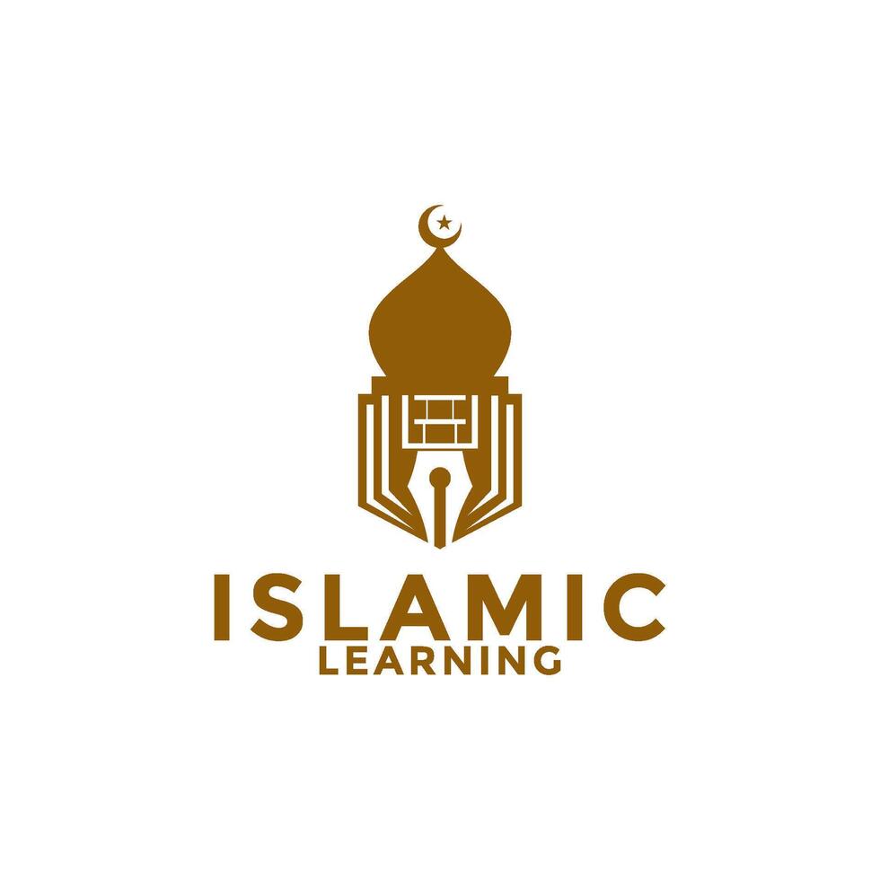 musulmán aprender logo, islam aprendizaje logo plantilla, islámico medios de comunicación vector ilustración