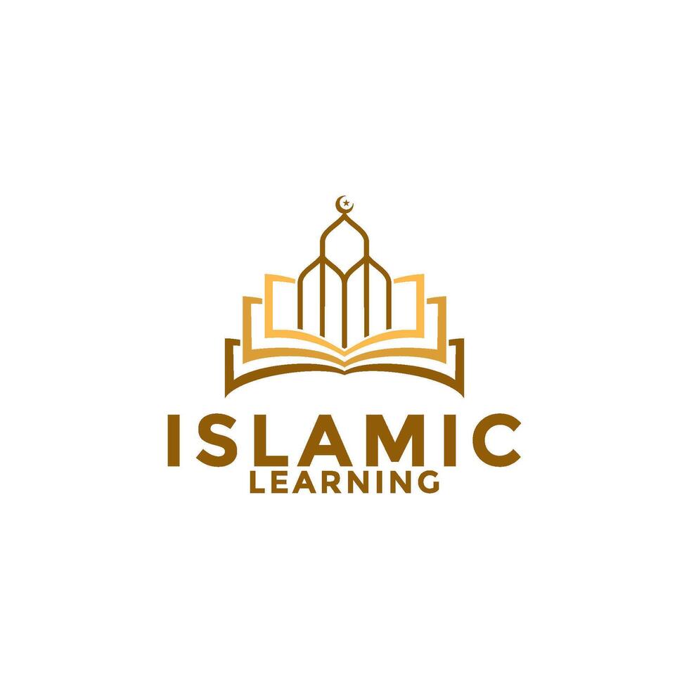 musulmán aprender logo, islam aprendizaje logo plantilla, islámico medios de comunicación vector ilustración