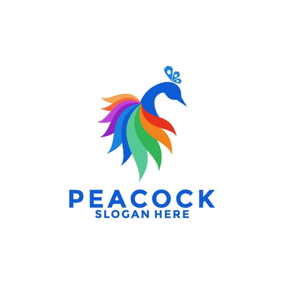 Luxurious Peacock bird logo icon, Abstract Peacock colorful logo vector design template