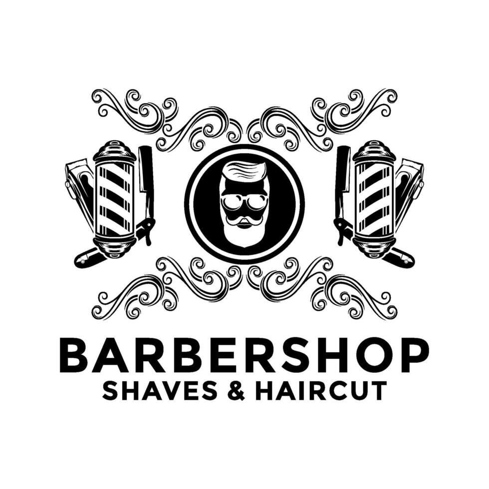 Barbershop vintage Logo template on isolated white background vector