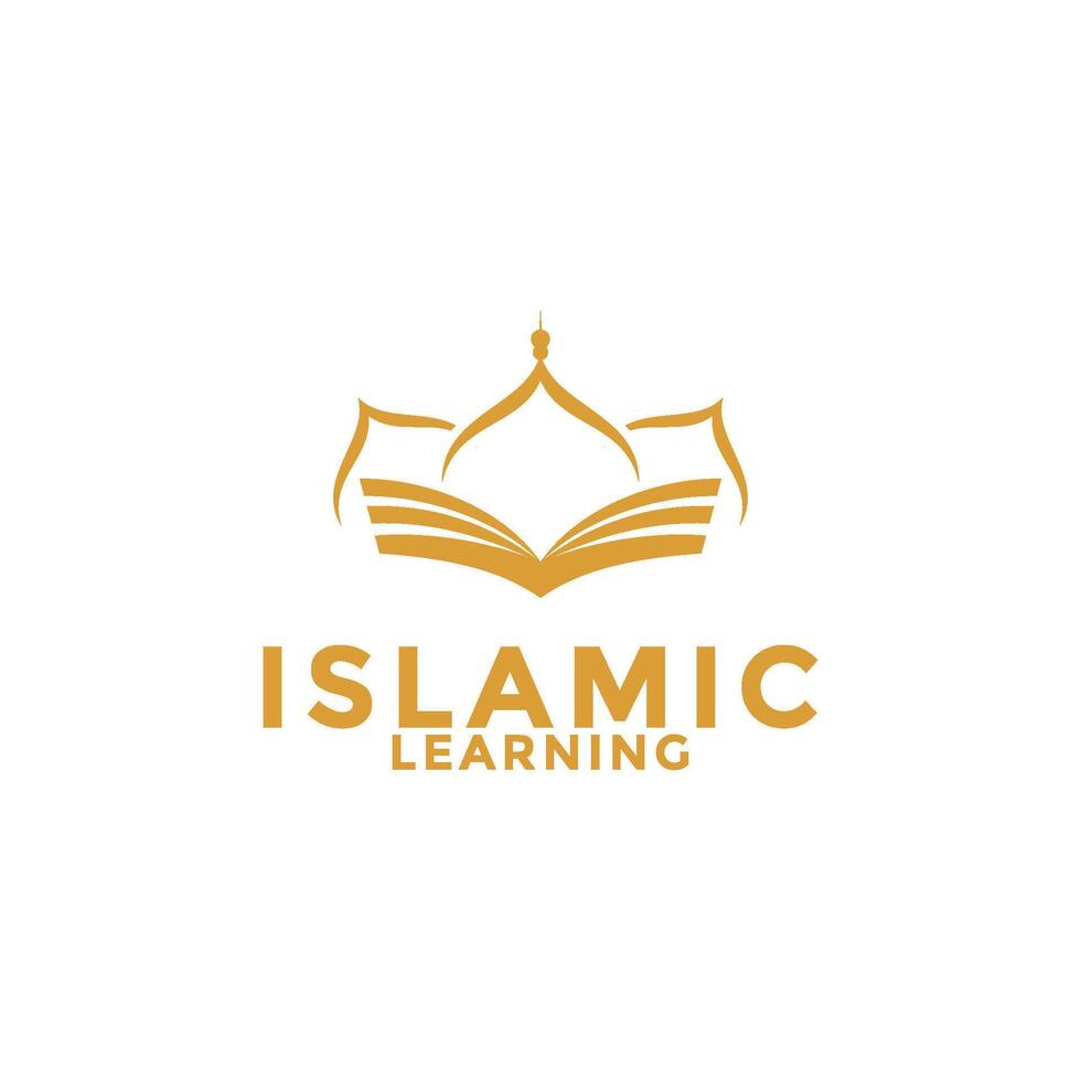 musulmán aprender logo, islam aprendizaje logo plantilla, islámico medios de comunicación vector ilustración