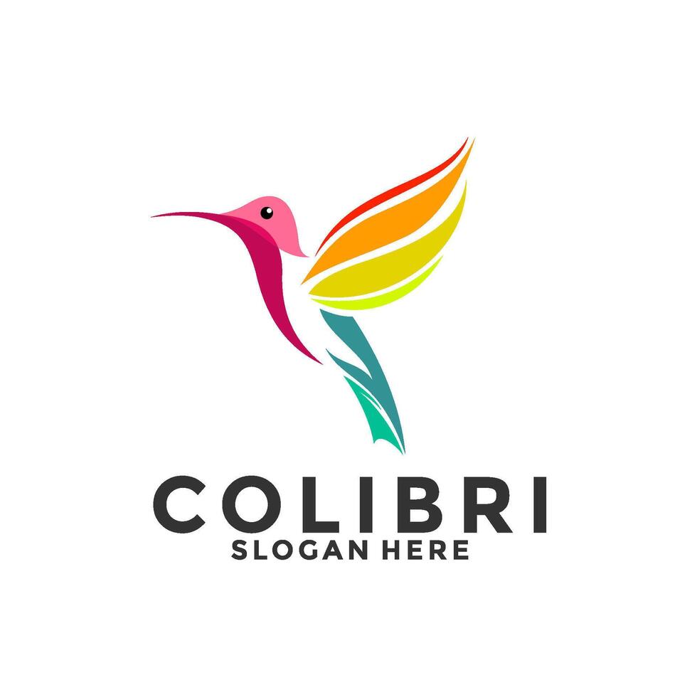 resumen vistoso colibrí colibri pájaro logo icono, línea Arte zumbador pájaro colibri logo vector modelo