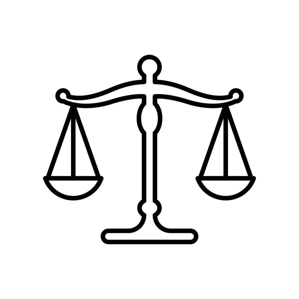 escala de justicia icono vector diseño modelo en blanco antecedentes