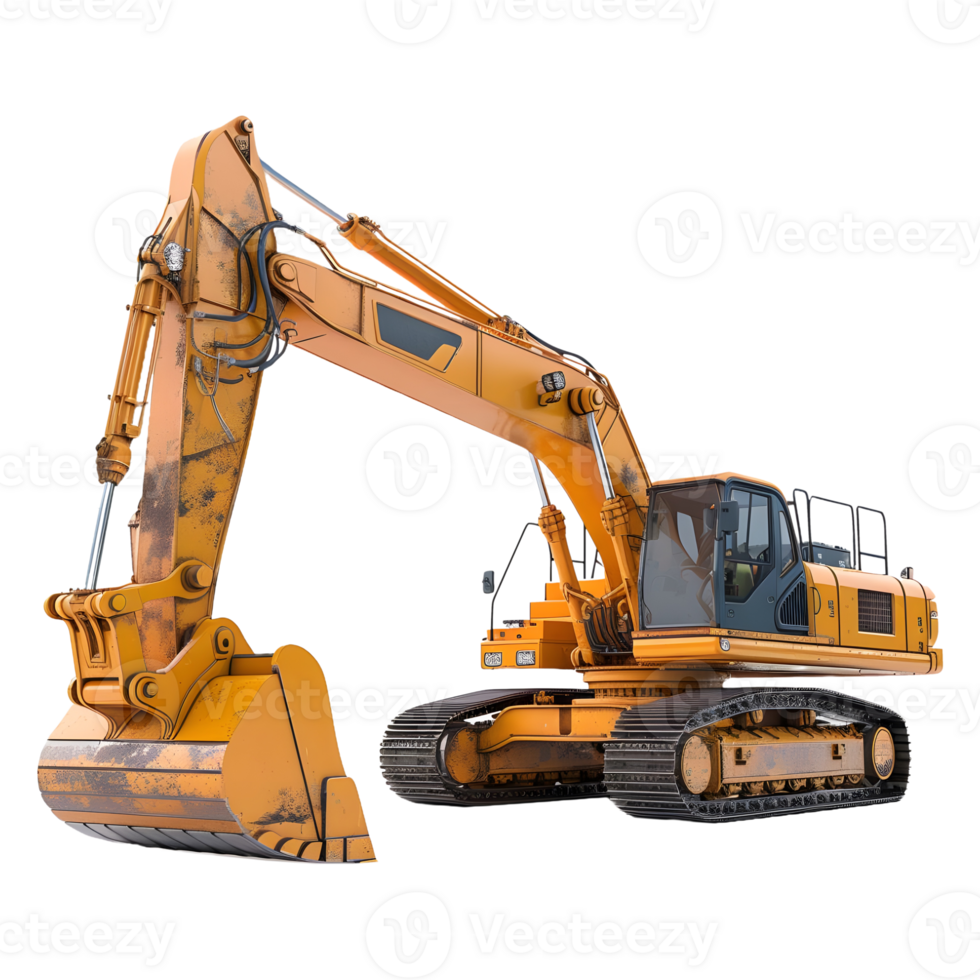 AI generated Yellow Excavator on Transparent background - Ai Generated png