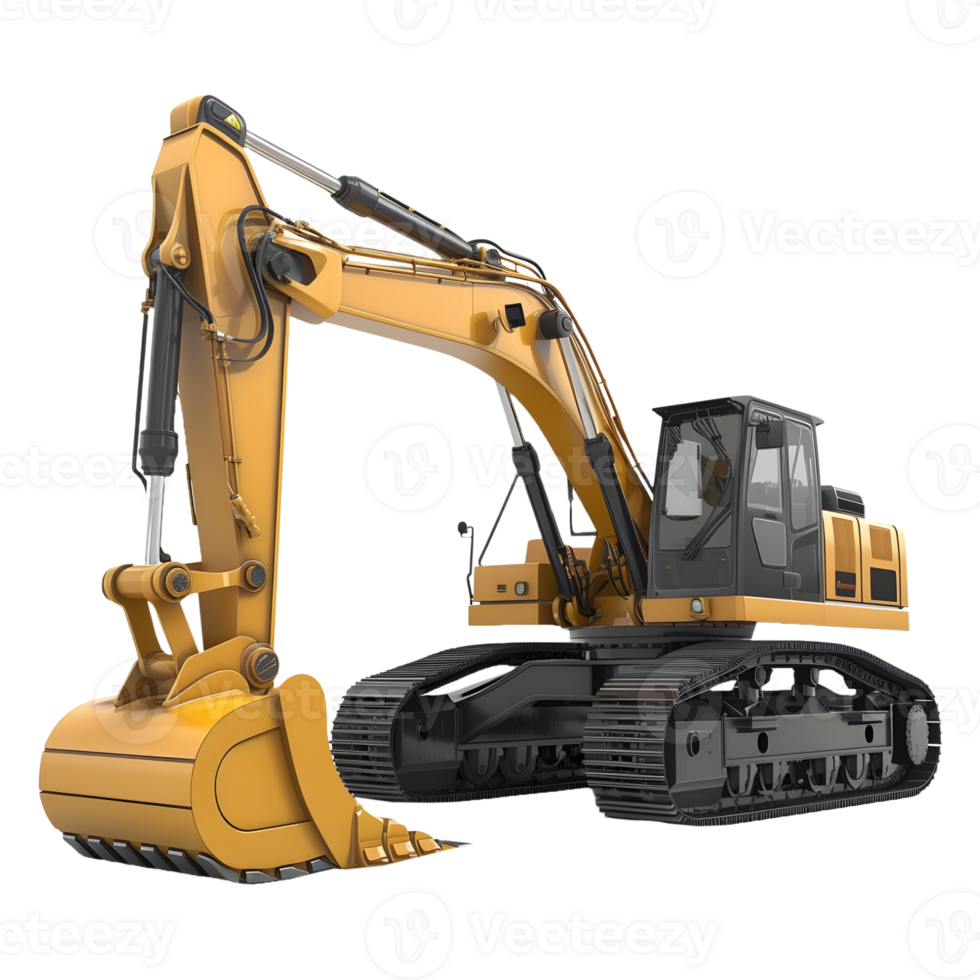 AI generated Yellow Excavator on Transparent background - Ai Generated png