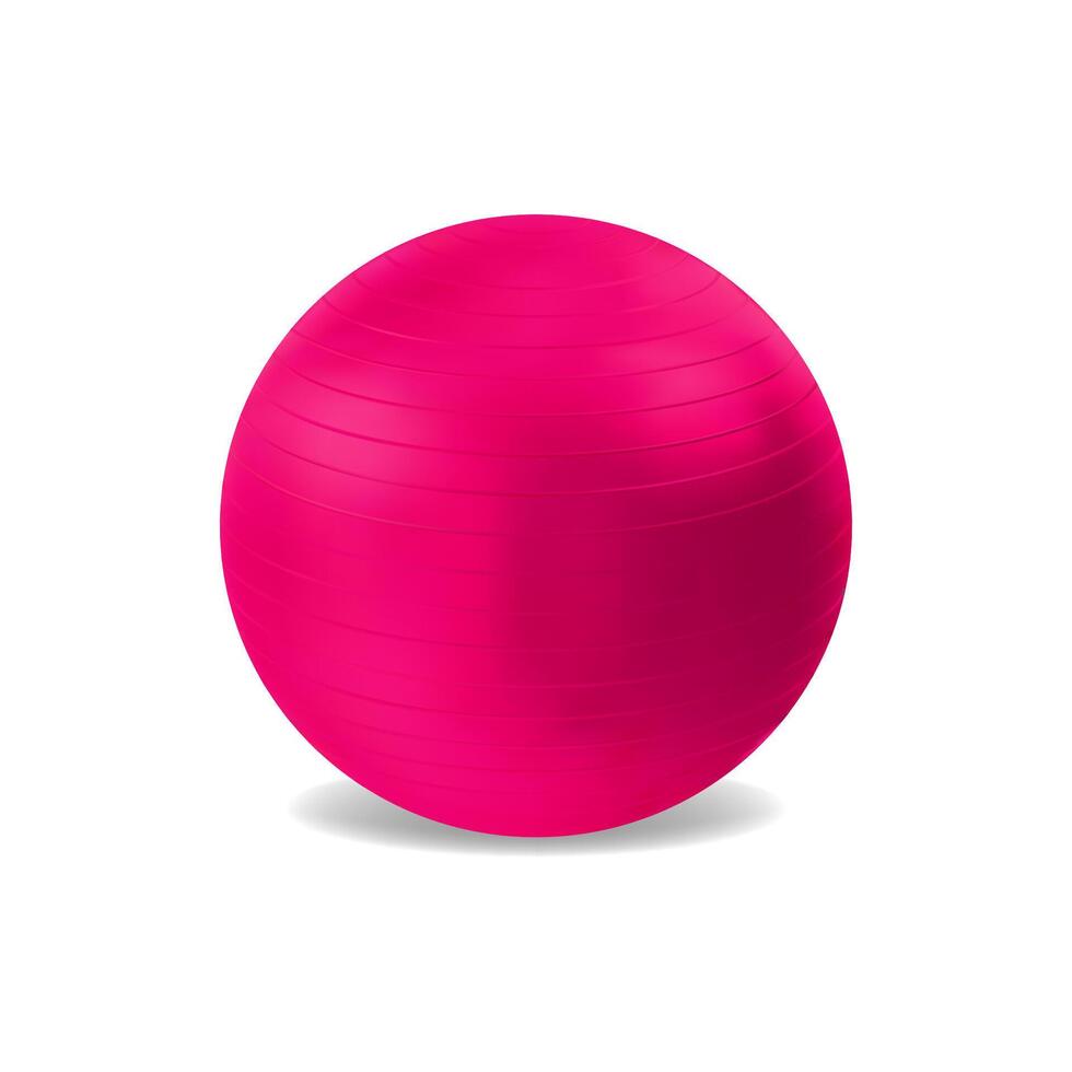 realista detallado 3d rojo pilates pelota fitball vector