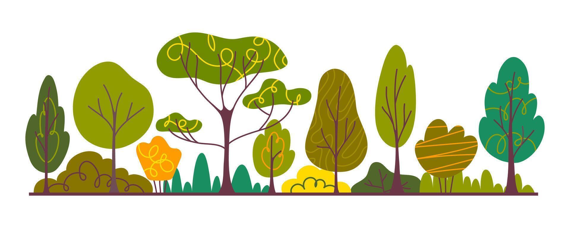 Cartoon Color Autumn Forest or Garden Scene Concept . Vector