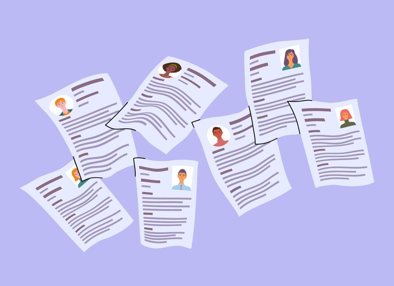 Cartoon Color Cv Profile Applying for Job Set. Vector
