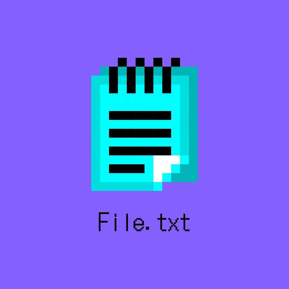 dibujos animados píxel Arte TXT archivo formato documento icono. vector