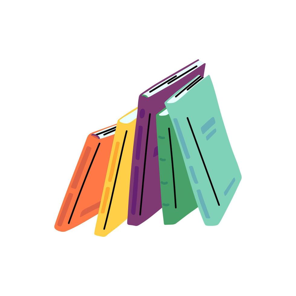 Cartoon Stack Different Color Books for Bookshelf. Vector