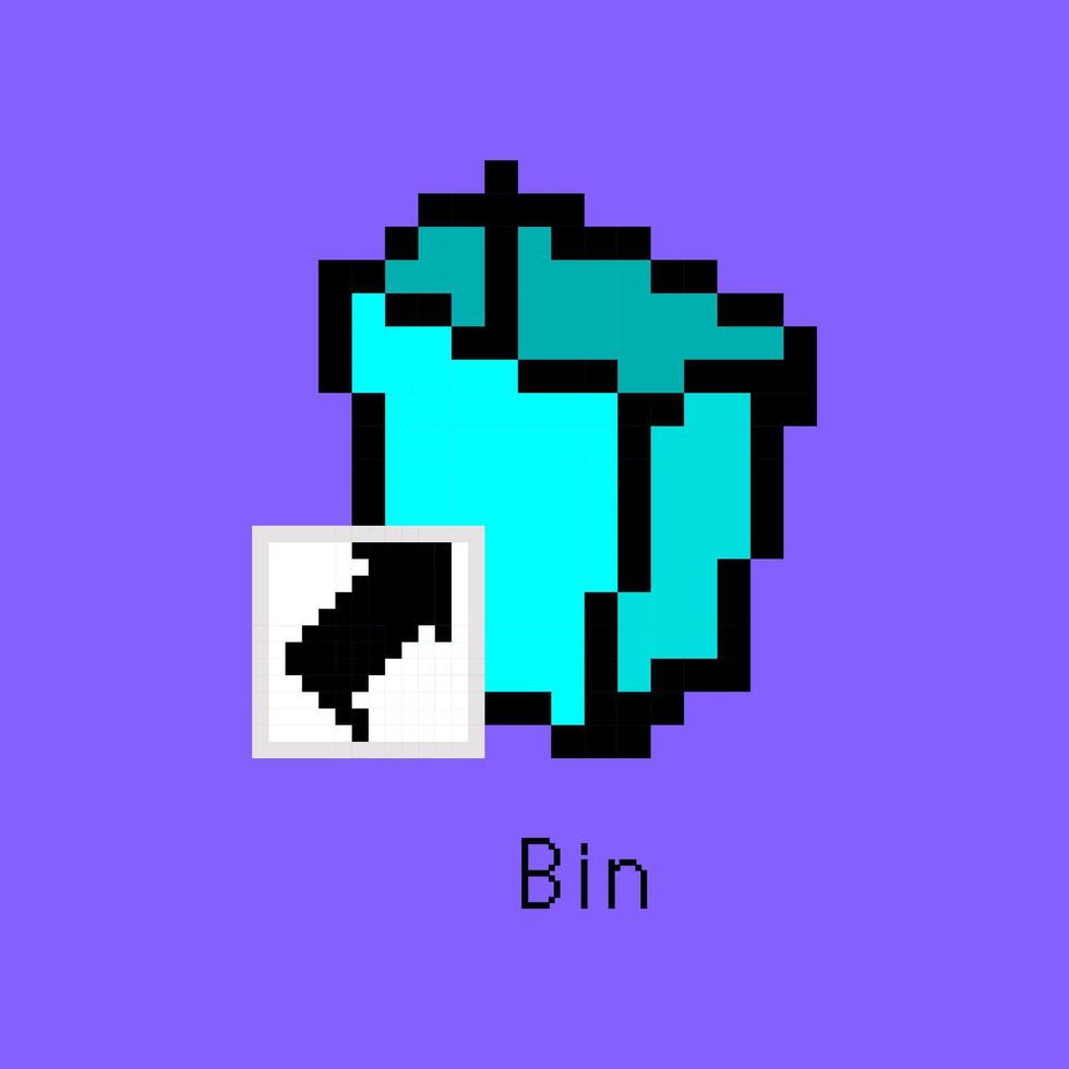 Cartoon Color Pixel Art Bin Shortcut. Vector