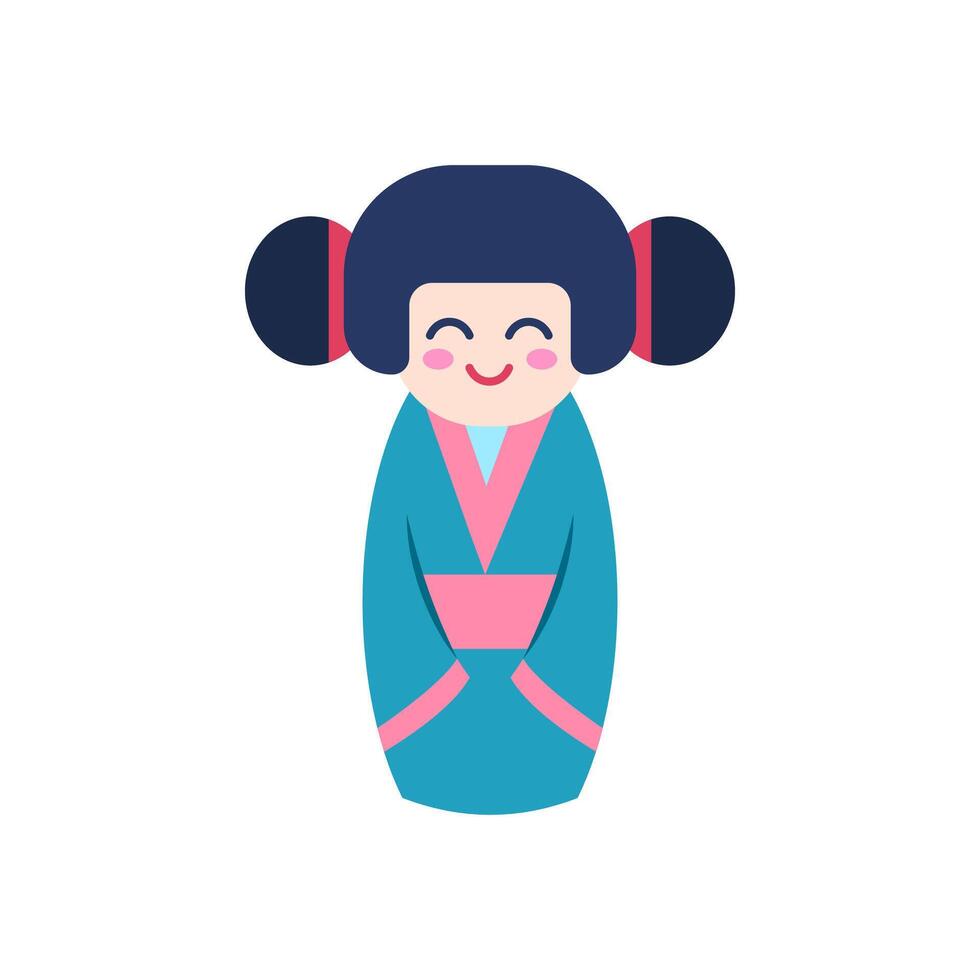 dibujos animados color japonés juguete kokeshi muñeca. vector