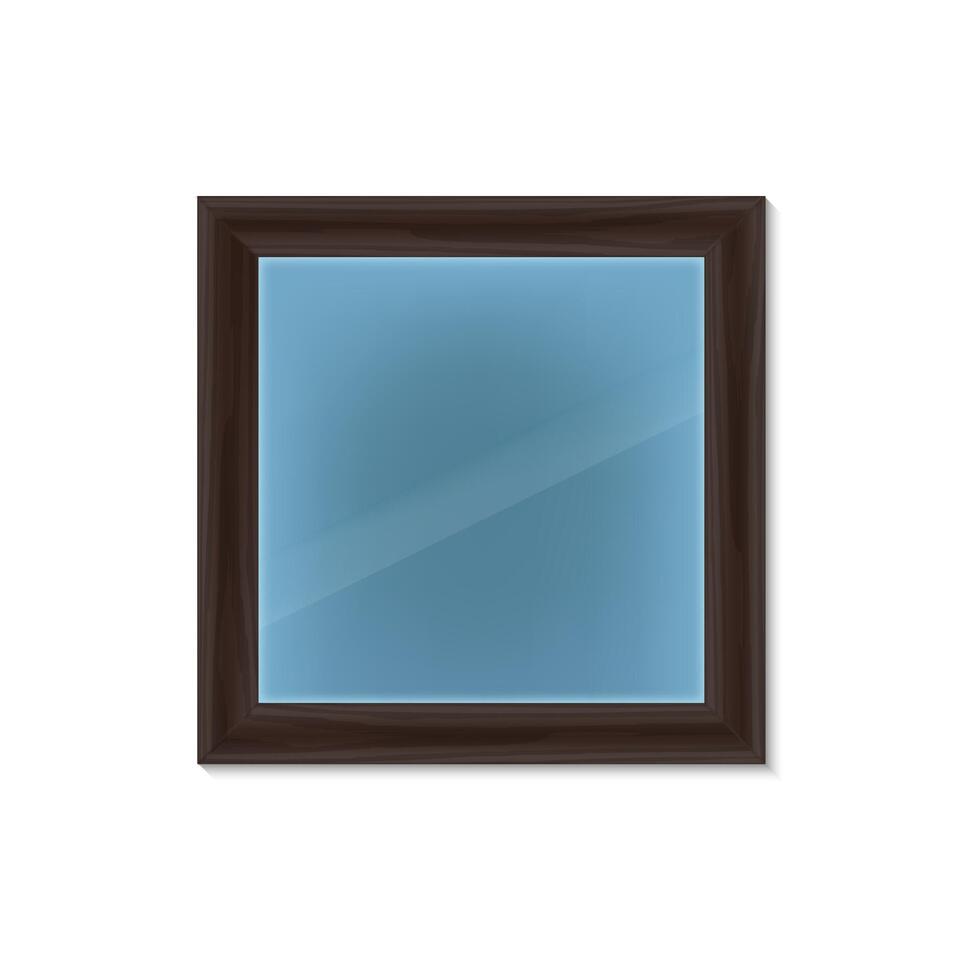 Realistic Detailed 3d Mirror Shaped as Rectangle with Frame. Vector