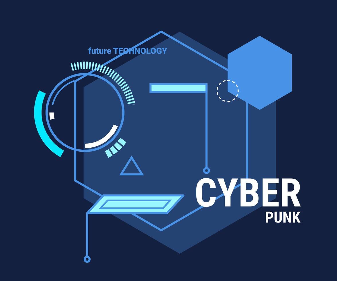 Cartoon Color Cyberpunk Futuristic Concept Poster. Vector
