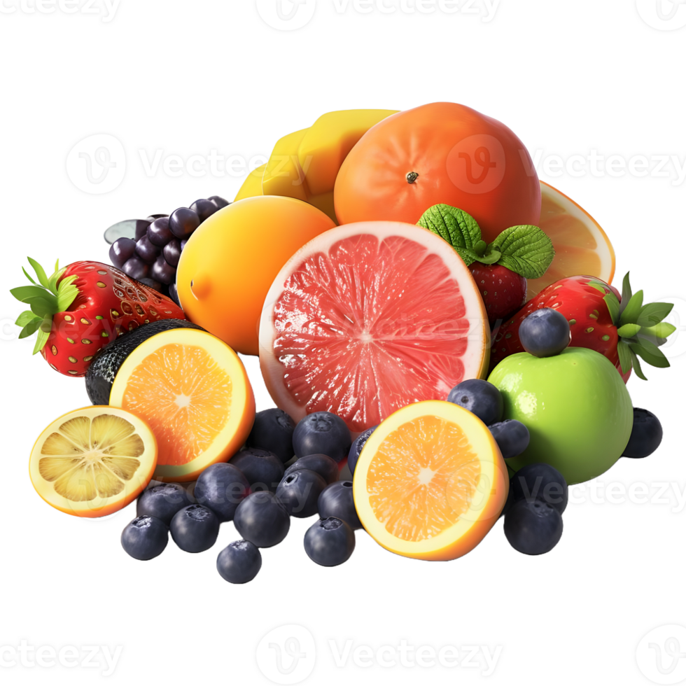 AI generated Mix Fruits on Transparent background - Ai Generated png