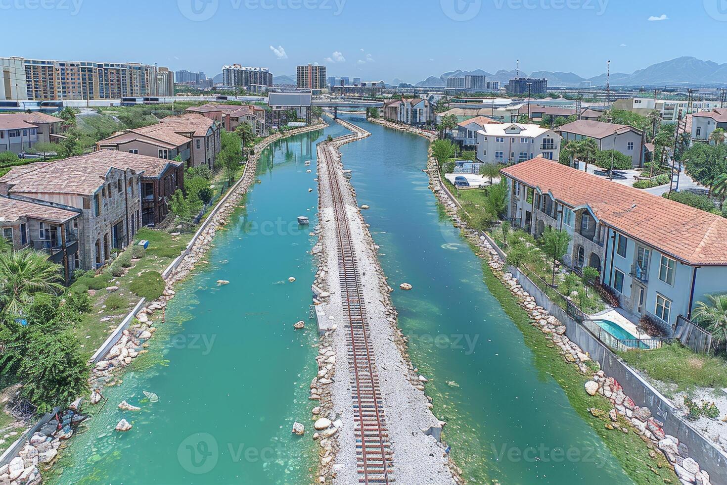 AI generated Spectacular aerial view from a drone professional photography photo